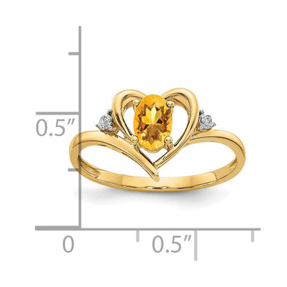 10K Gelbgold Ring mit echtem Diamant und Citrin