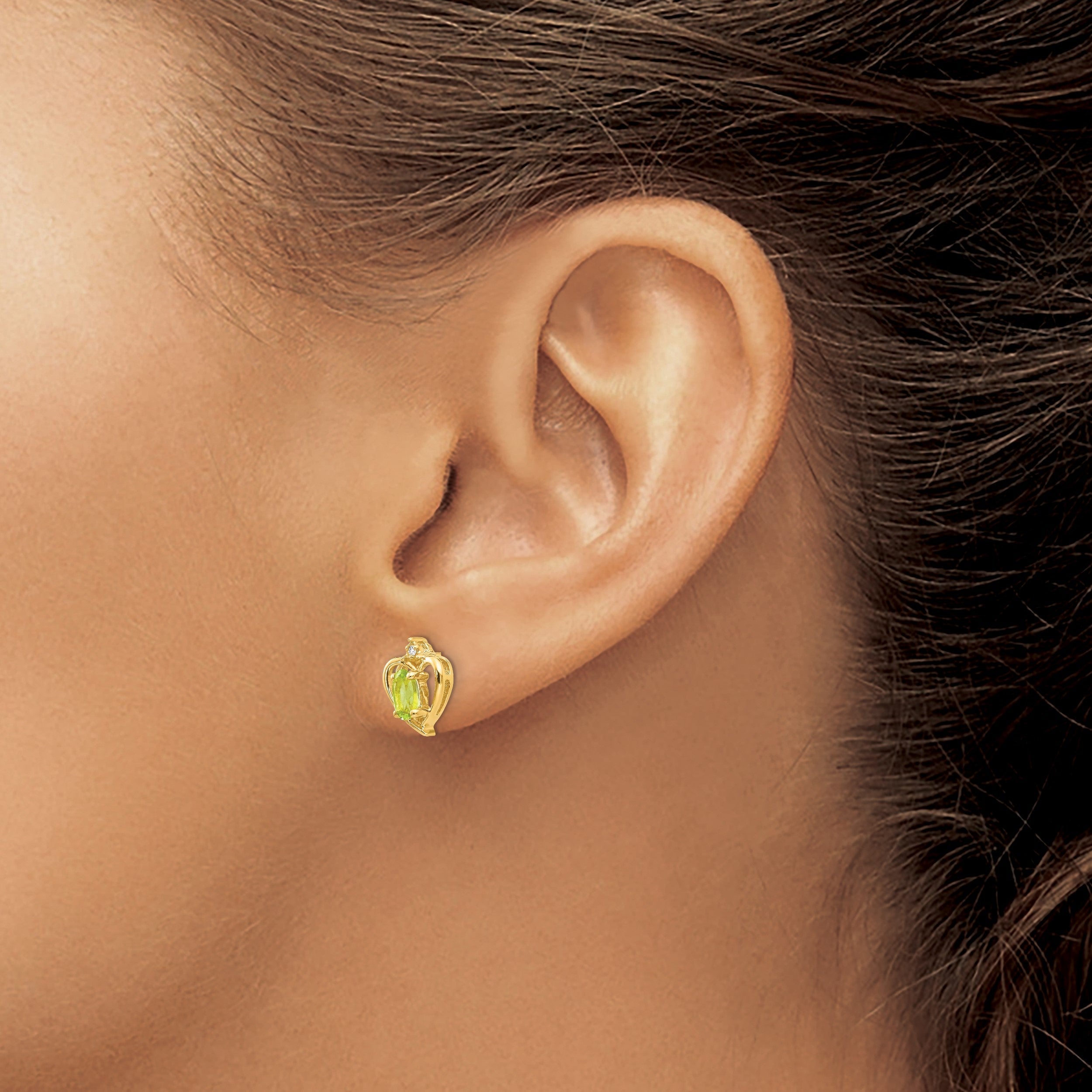 10K Gelbgold Ohrringe mit Diamant und Peridot
