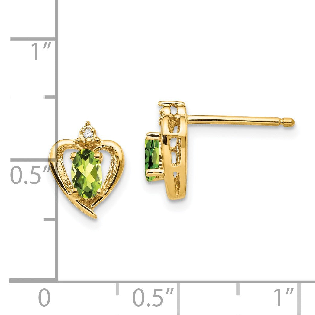 10K Gelbgold Ohrringe mit Diamant und Peridot