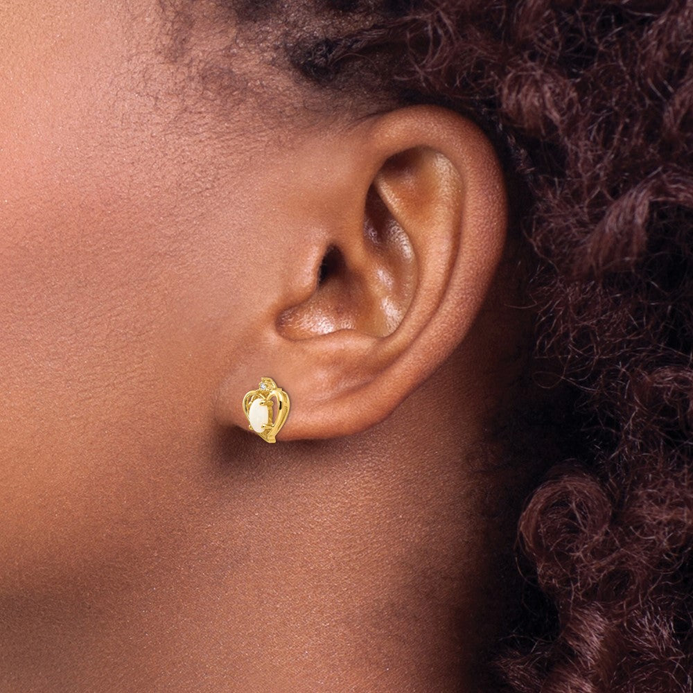 14K Gelbgold Ohrringe mit Diamant und Opal