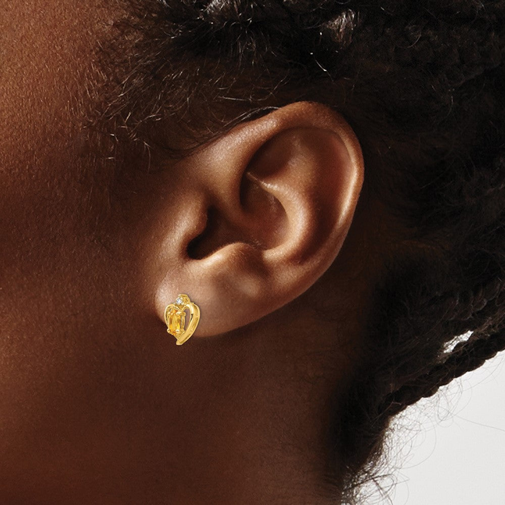 14K Gold Ohrringe mit Diamant und Citrin