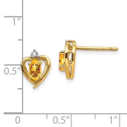 14K Gold Ohrringe mit Diamant und Citrin