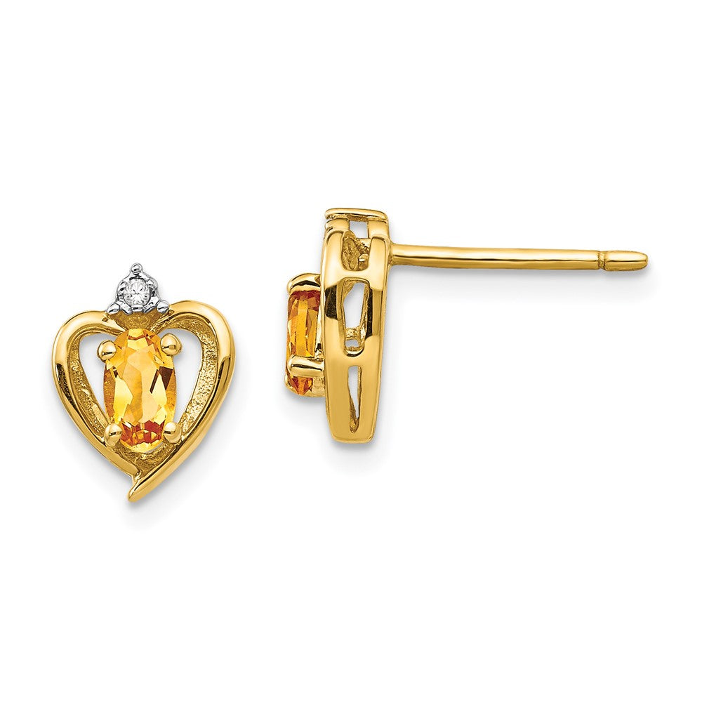 14K Gold Ohrringe mit Diamant und Citrin
