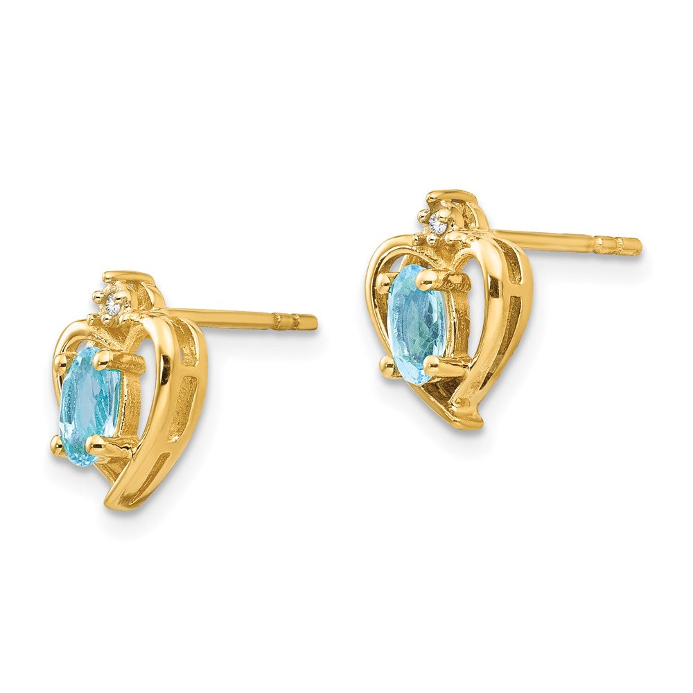 14K Gelbgold Ohrringe mit Diamanten und Blautopas
