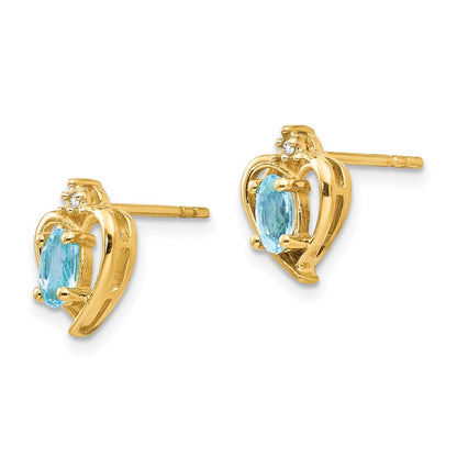 14K Gelbgold Ohrringe mit Diamanten und Blautopas