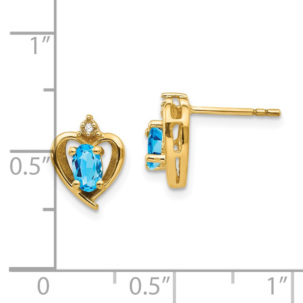 14K Gelbgold Ohrringe mit Diamanten und Blautopas