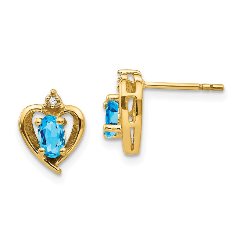 14K Gelbgold Ohrringe mit Diamanten und Blautopas