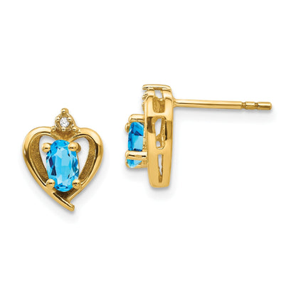 10K Gelbgold Ohrringe mit Diamanten und blauem Topas