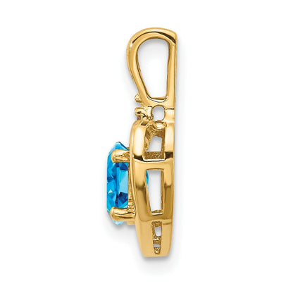 10-Karat-Gelbgold-Anhänger mit Diamant und Blautopas