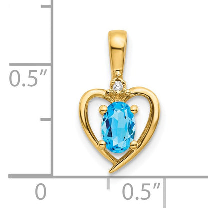 10-Karat-Gelbgold-Anhänger mit Diamant und Blautopas