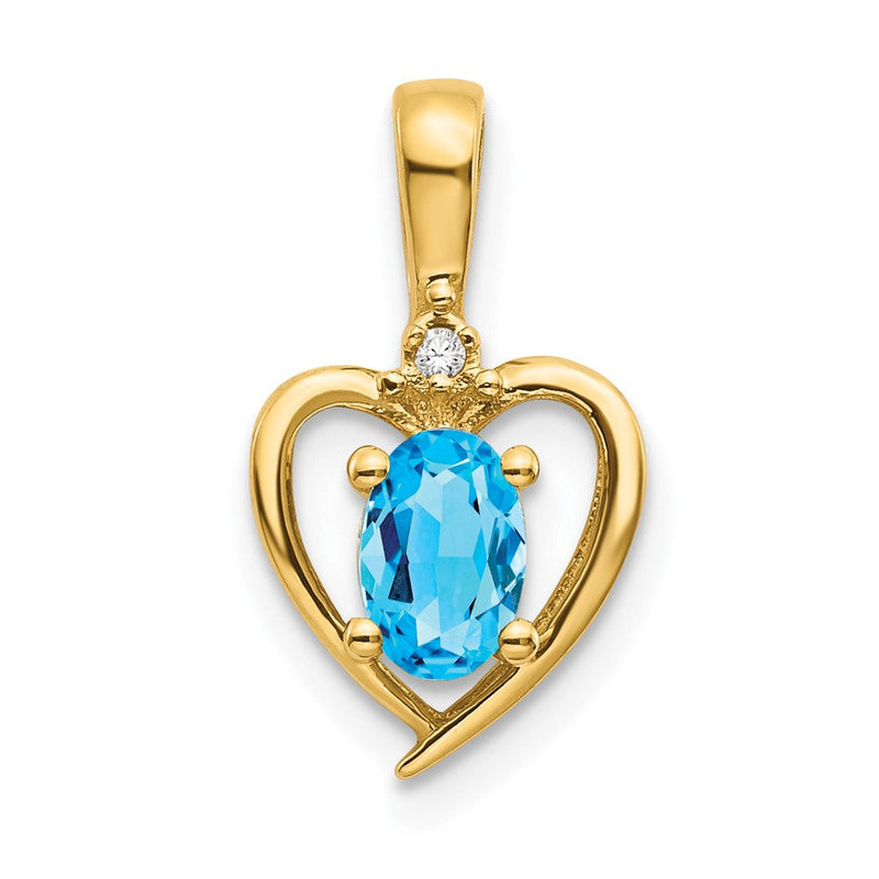 10-Karat-Gelbgold-Anhänger mit Diamant und Blautopas
