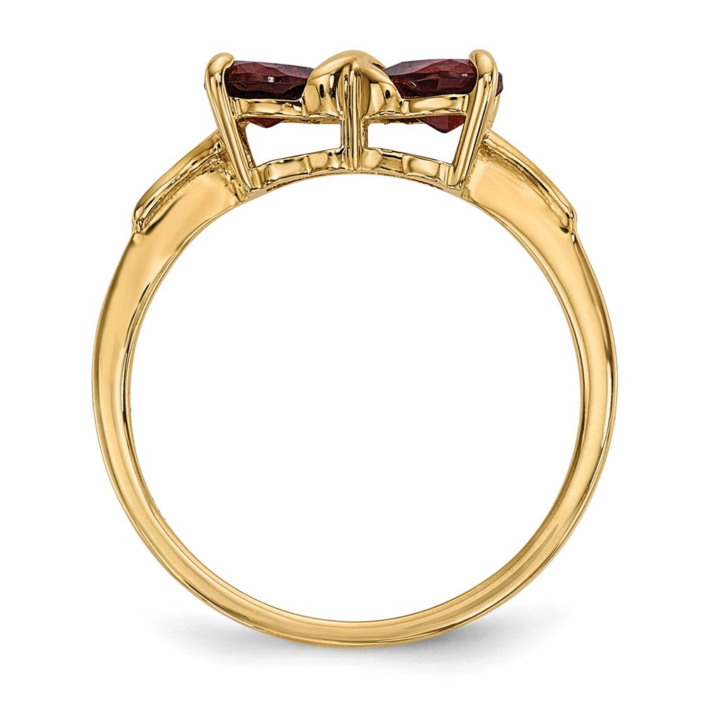 14K Gold Polierter Granat Schleifenring