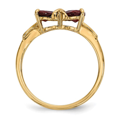 14K Gold Polierter Granat Schleifenring