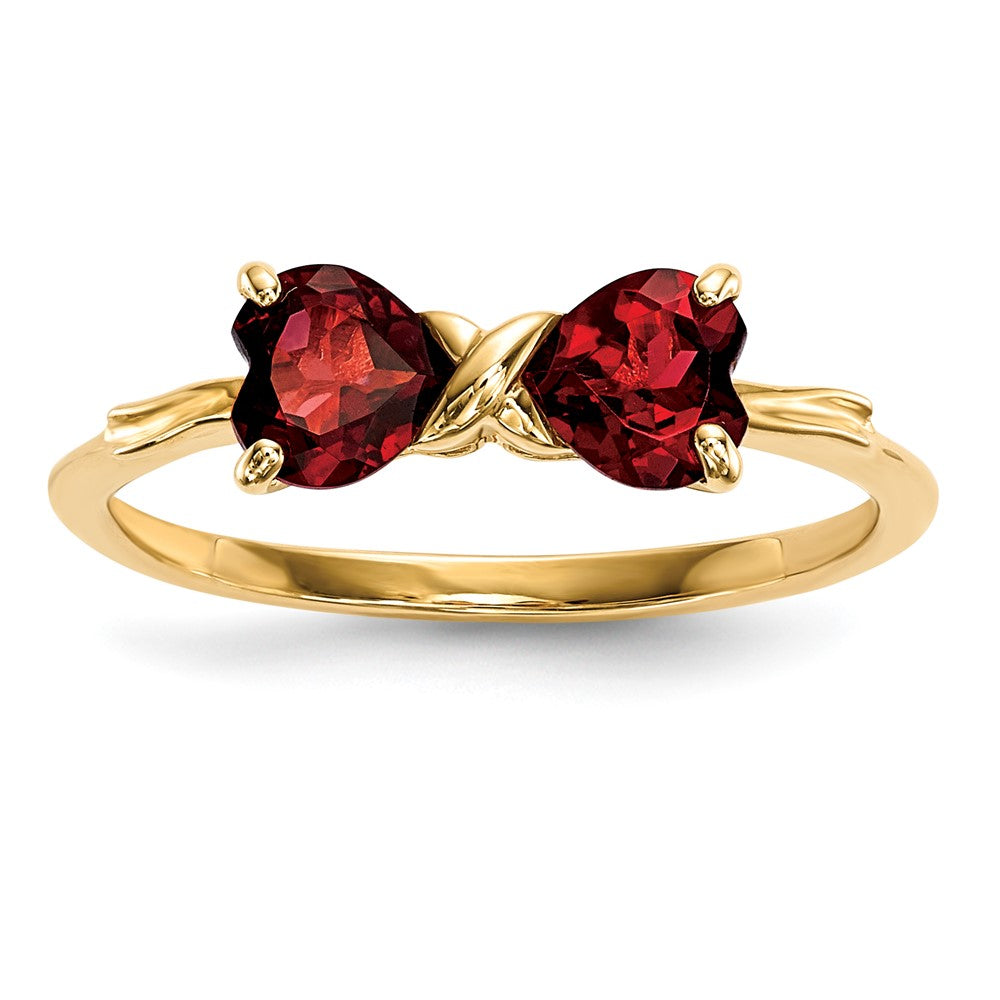 14K Gold Polierter Granat Schleifenring