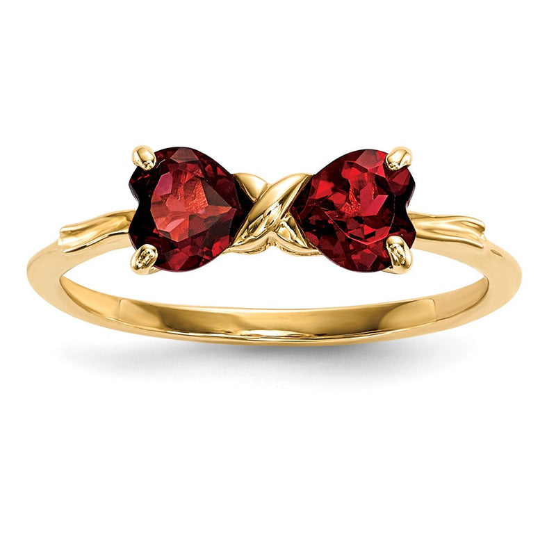 14K Gold Polierter Granat Schleifenring