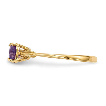 14K Gold Poliert Amethyst Schleifen-Ring