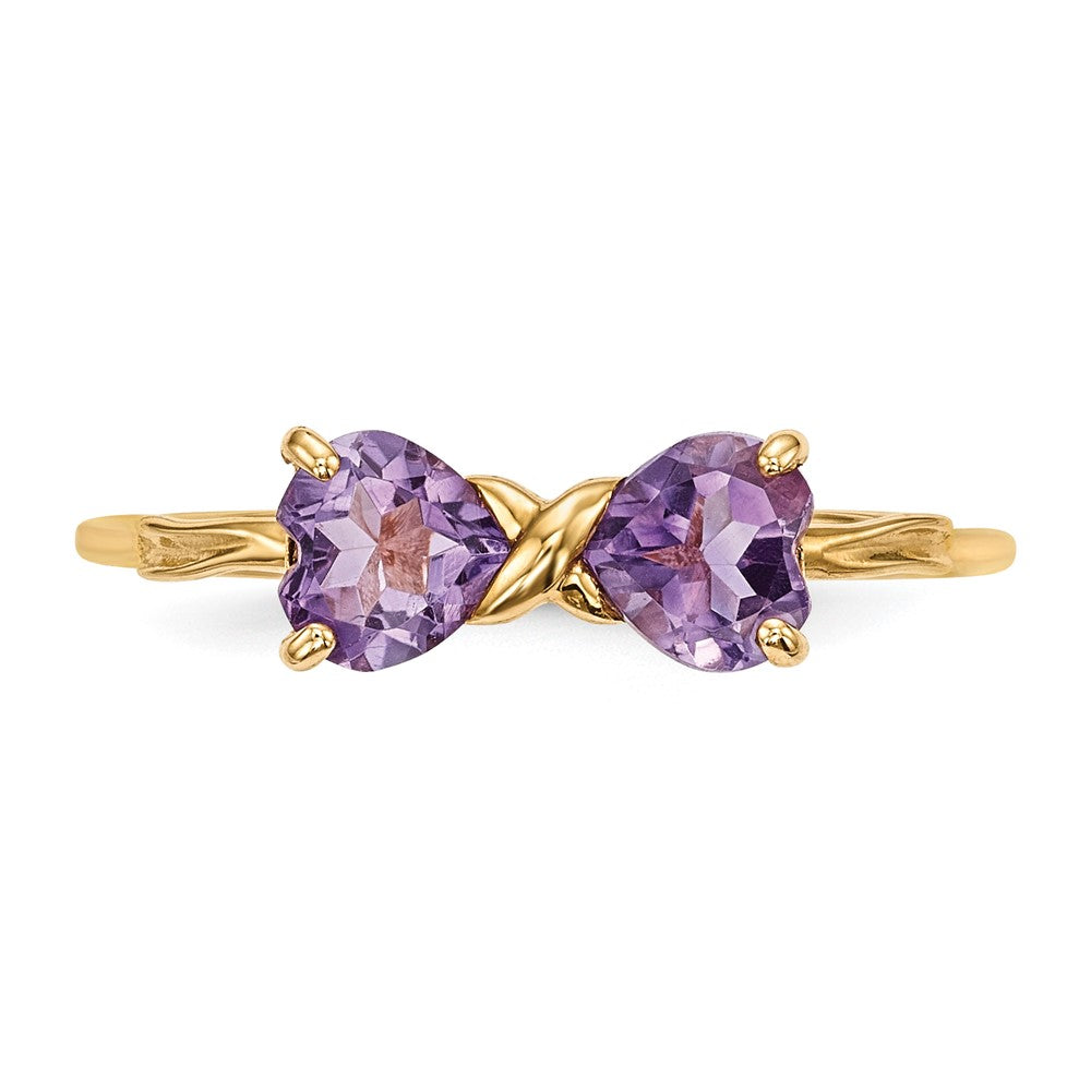14K Gold Poliert Amethyst Schleifen-Ring