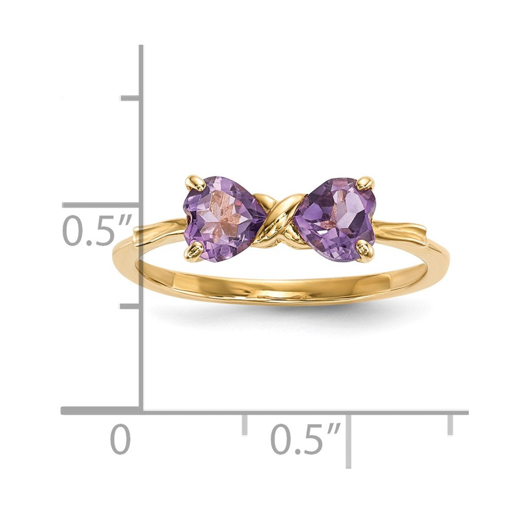 14K Gold Poliert Amethyst Schleifen-Ring