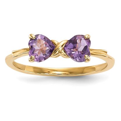 14K Gold Poliert Amethyst Schleifen-Ring
