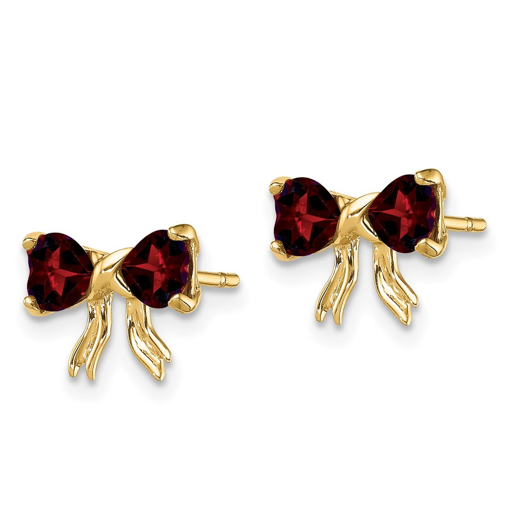 14K Gold Polierte Granat-Schleife Ohrstecker