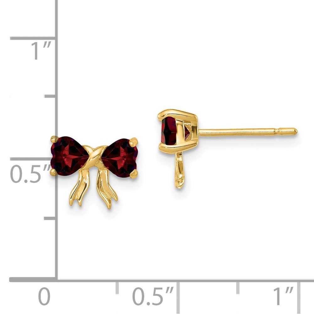 14K Gold Polierte Granat-Schleife Ohrstecker
