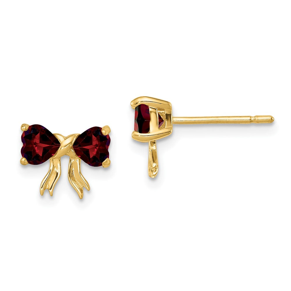 14K Gold Polierte Granat-Schleife Ohrstecker