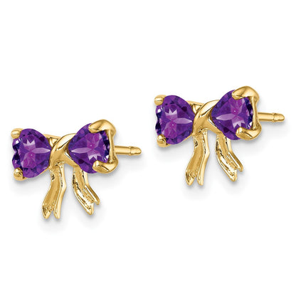 14K Gold Ohrstecker mit poliertem Amethyst-Schleifen-Design