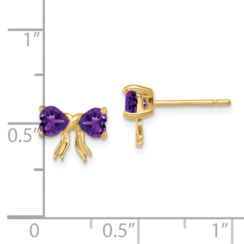 14K Gold Ohrstecker mit poliertem Amethyst-Schleifen-Design