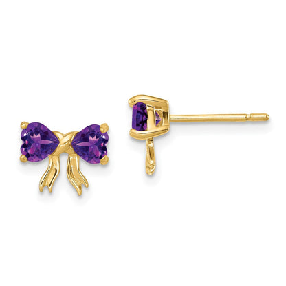 14K Gold Ohrstecker mit poliertem Amethyst-Schleifen-Design