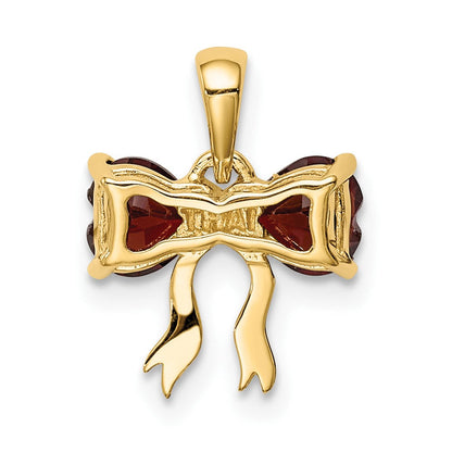 14K Gelbgold 14K Gold Poliert Granat Schleife Anhänger