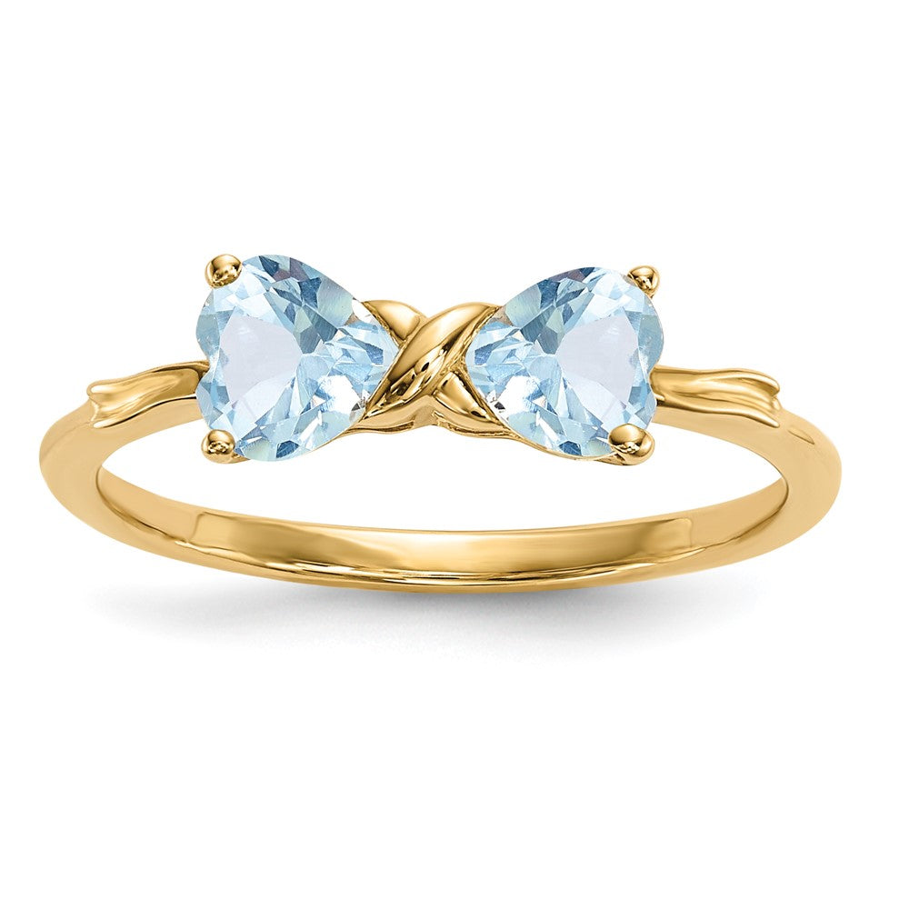 14K Gold Ring mit Aquamarin, poliert, Schleifen-Design