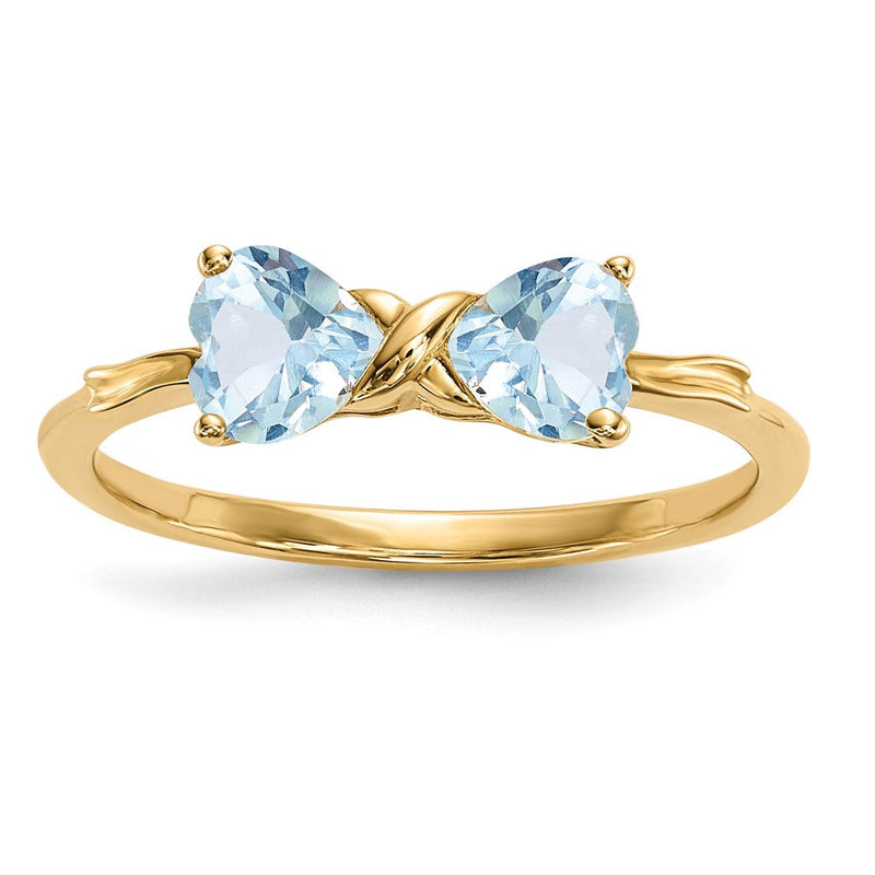 14K Gold Ring mit Aquamarin, poliert, Schleifen-Design