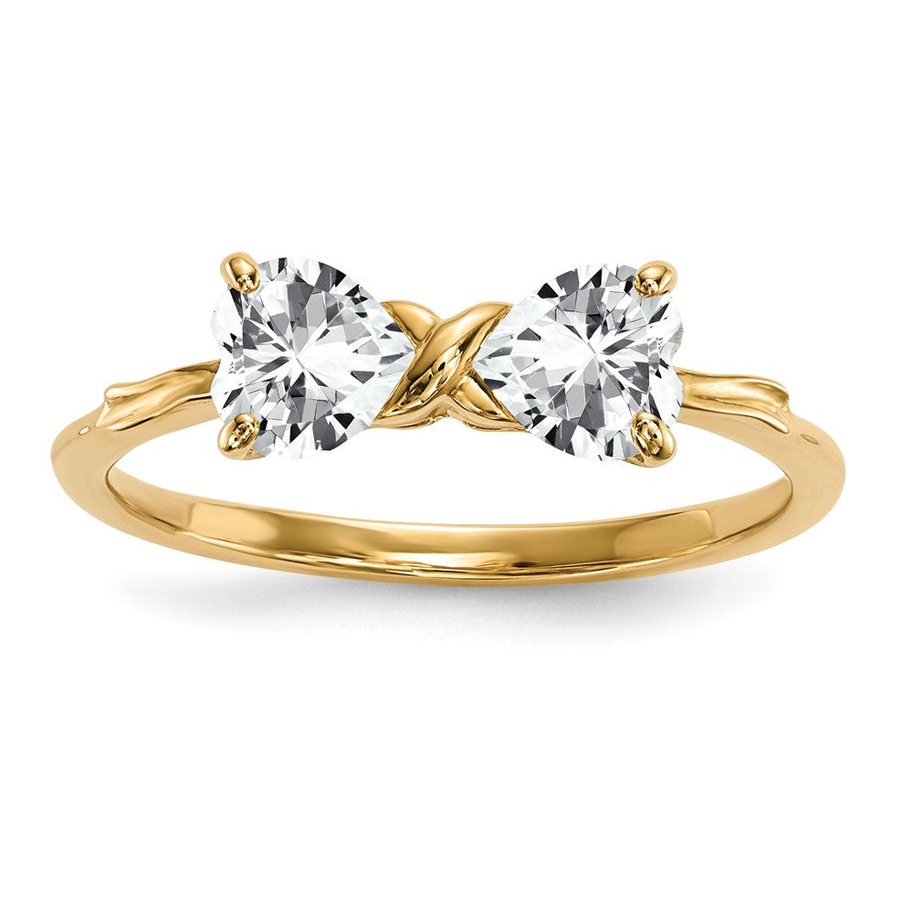 14K Gold Polierter Weißer-Topas Schleifen-Ring