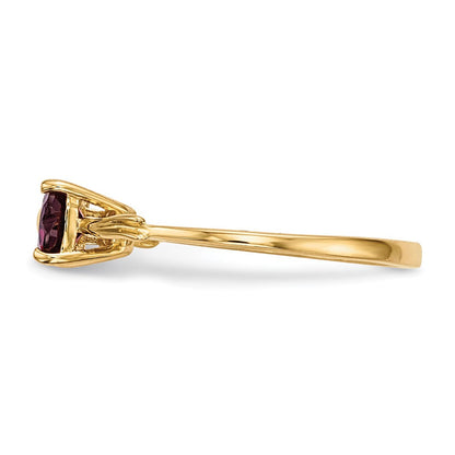 Massiver Ring aus 14K Gelbgold, poliert, mit Rhodolith, Schleifen-Design