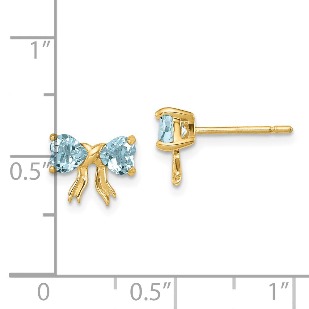 14K Gold Ohrstecker mit Aquamarin, poliert, in Schleifenform