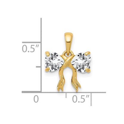 14K Gelbgold 14K Gold Poliert Weiß Topas Schleife Anhänger
