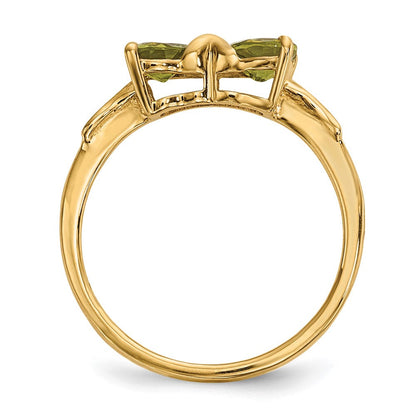 14K Gold Polierter Peridot-Schleifenring