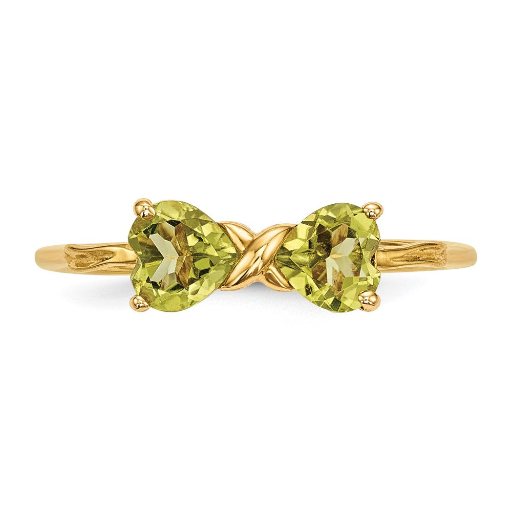 14K Gold Polierter Peridot-Schleifenring
