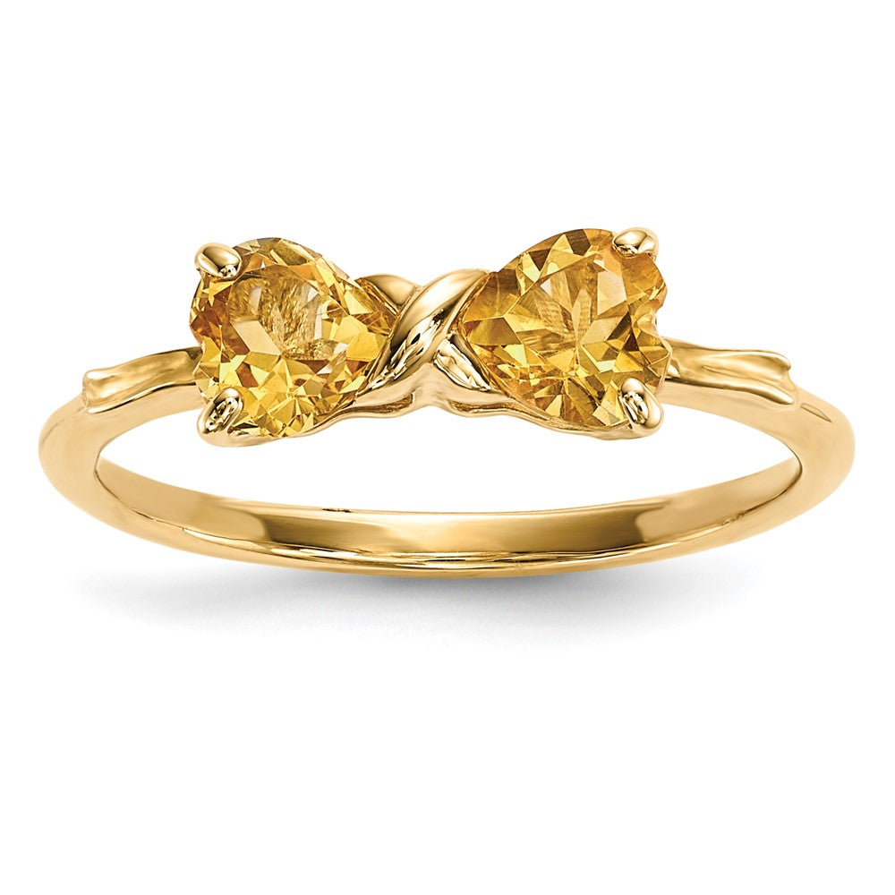14K Gold Polierter Citrin-Ring mit Schleife