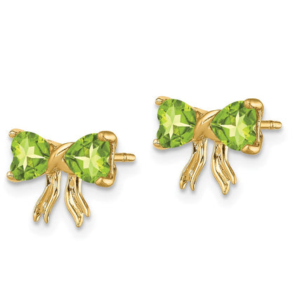 14K Gold Peridot-Ohrstecker mit Schleifen-Design, poliert