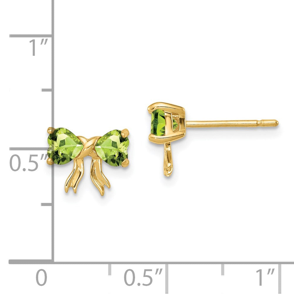 14K Gold Peridot-Ohrstecker mit Schleifen-Design, poliert