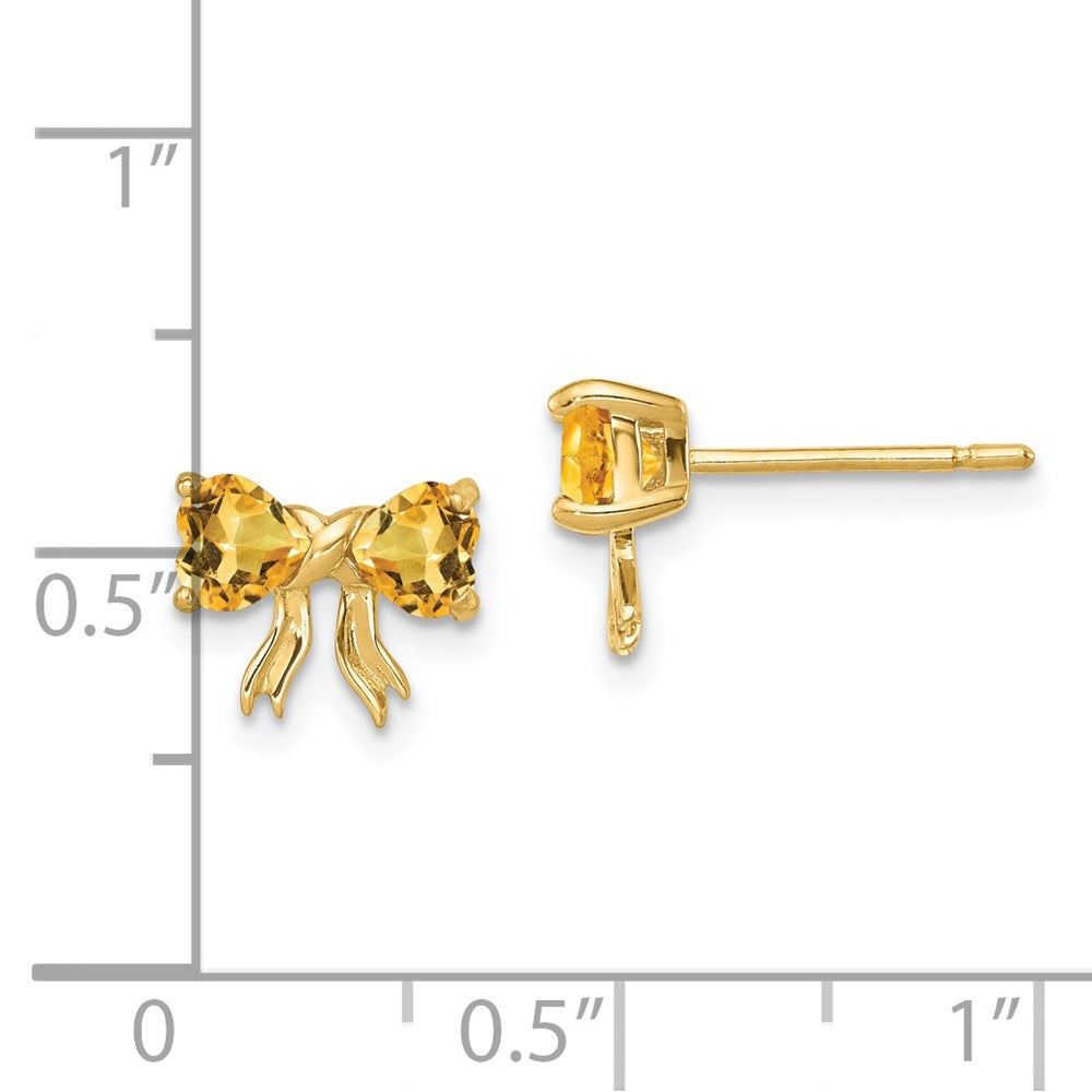 14K Gold Ohrstecker mit Citrin, Schleife, poliert