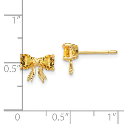 14K Gold Ohrstecker mit Citrin, Schleife, poliert