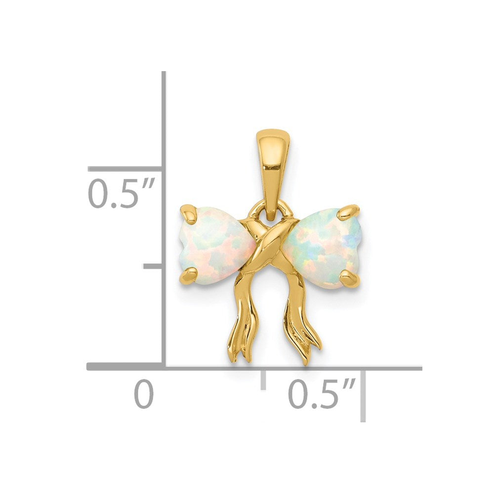 14K Gelbgold 14K Gold Poliert Erzeugt Opal Schleife Anhänger