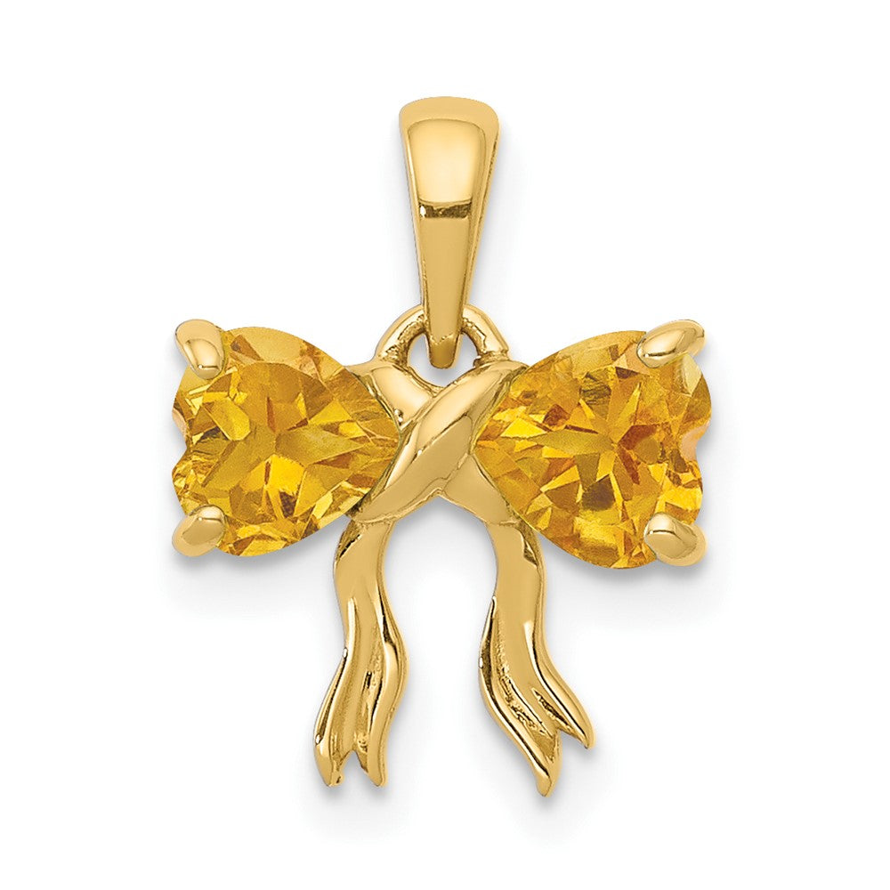 14K Gelbgold 14K Gold Poliert Citrin Schleife Anhänger