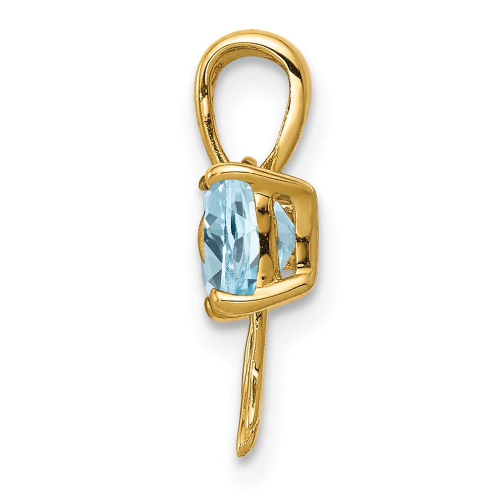 14K Gelbgold 14K Gold Poliert Licht Schweizer Blautopas Schleife Anhänger