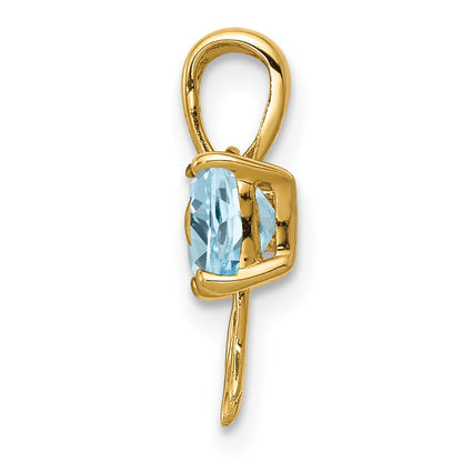 14K Gelbgold 14K Gold Poliert Licht Schweizer Blautopas Schleife Anhänger