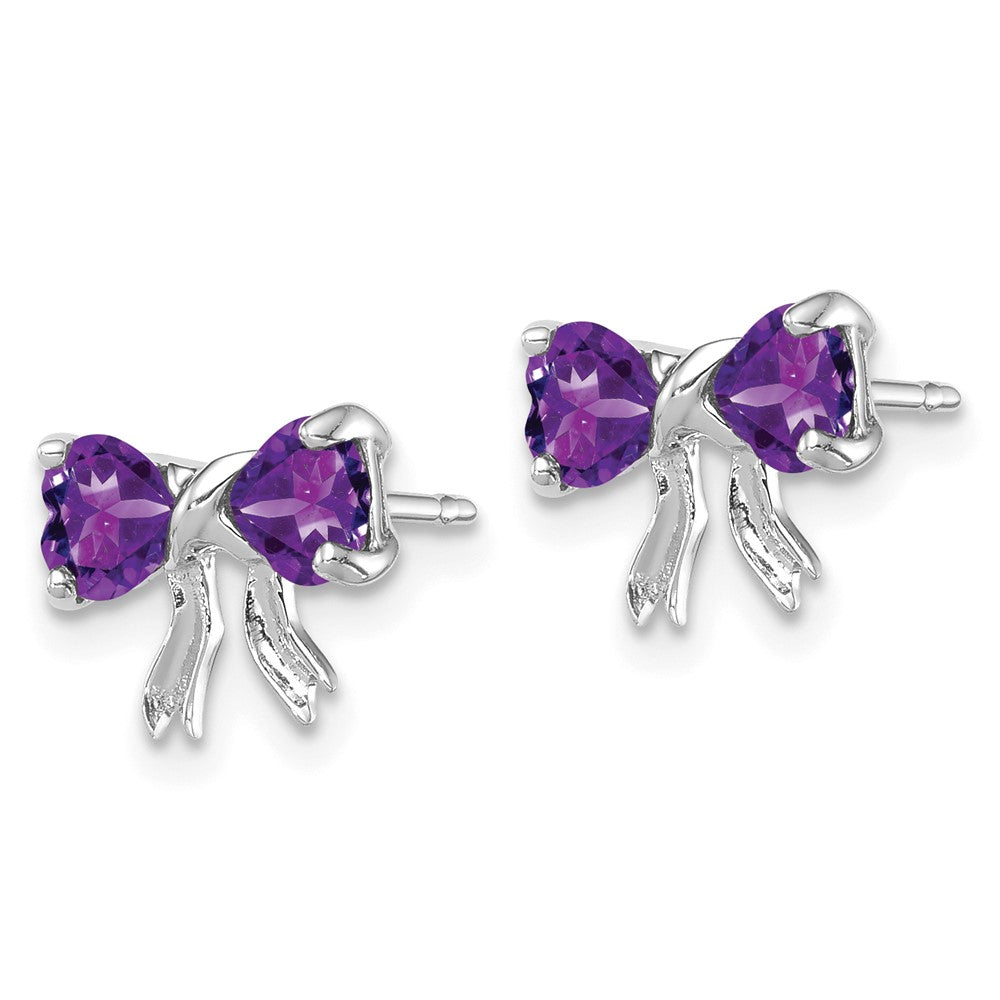 14K Weißgold Ohrstecker mit poliertem Amethyt-Schleifen-Design