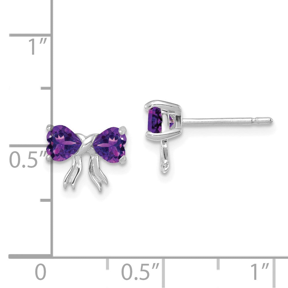 14K Weißgold Ohrstecker mit poliertem Amethyt-Schleifen-Design