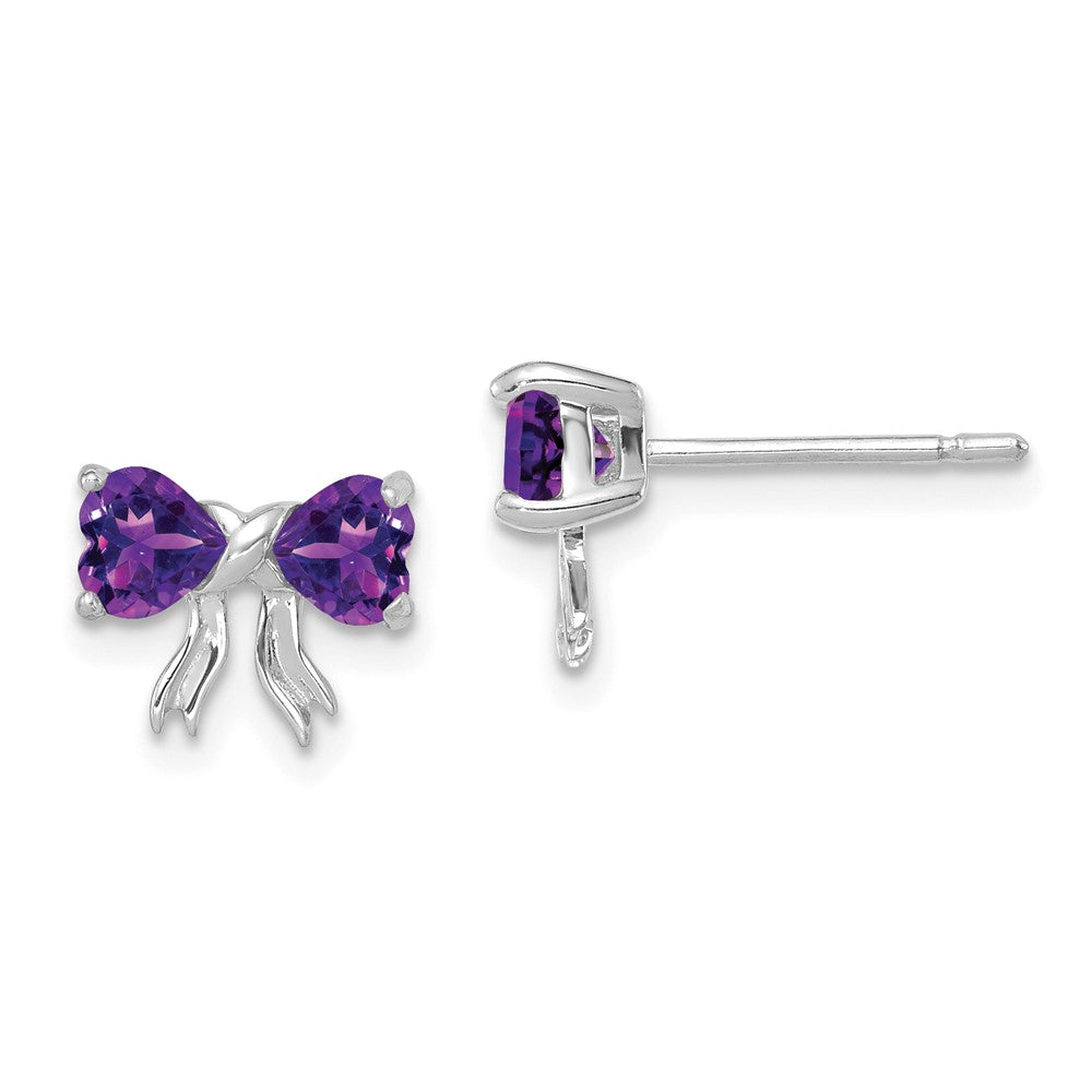 14K Weißgold Ohrstecker mit poliertem Amethyt-Schleifen-Design